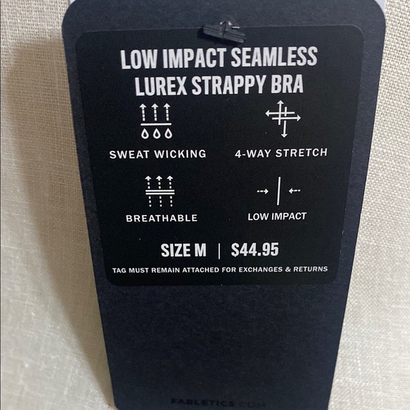 Fabletics low impact black & silver sparkle seamless lurex strappy bra size m - Picture 6 of 9